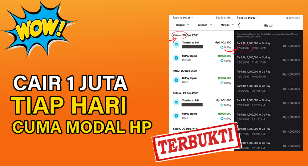 Aplikasi Penghasil Uang Paling Legit, Cuma Modal HP Cair 1 Juta Tiap Hari